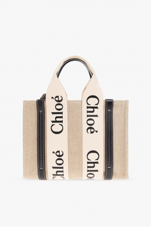 Beige 'Woody Small' shopper bag Chloé - Черевики ботильйони chloe